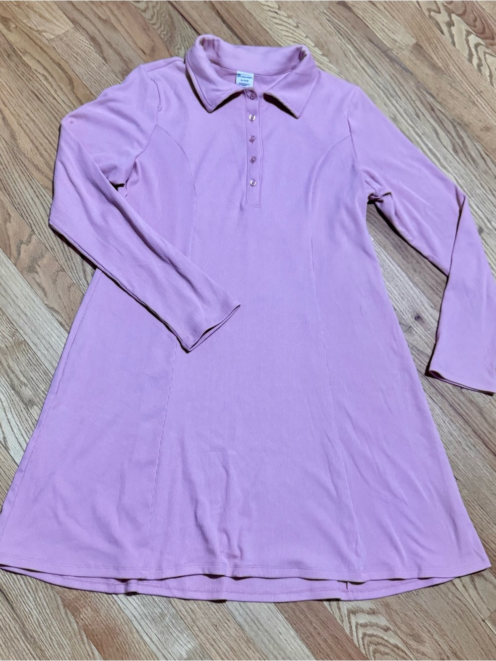 No Boundaries Lilac Long-Sleeve Polo Dress Womens